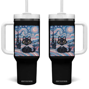 Funny Transgender Cat Starry Night Tumbler With Handle LGBTQ Pride Support Gift TS12 One Size: 40 oz Black Print Your Wear