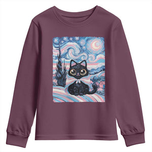Funny Transgender Cat Starry Night Youth Sweatshirt LGBTQ Pride Support Gift TS12 Maroon Print Your Wear