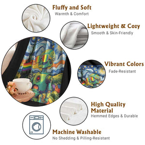 Funny Rainbow Starry Night Robot Pride Throw Blanket LGBTQ Geeky Gift TS12 Print Your Wear