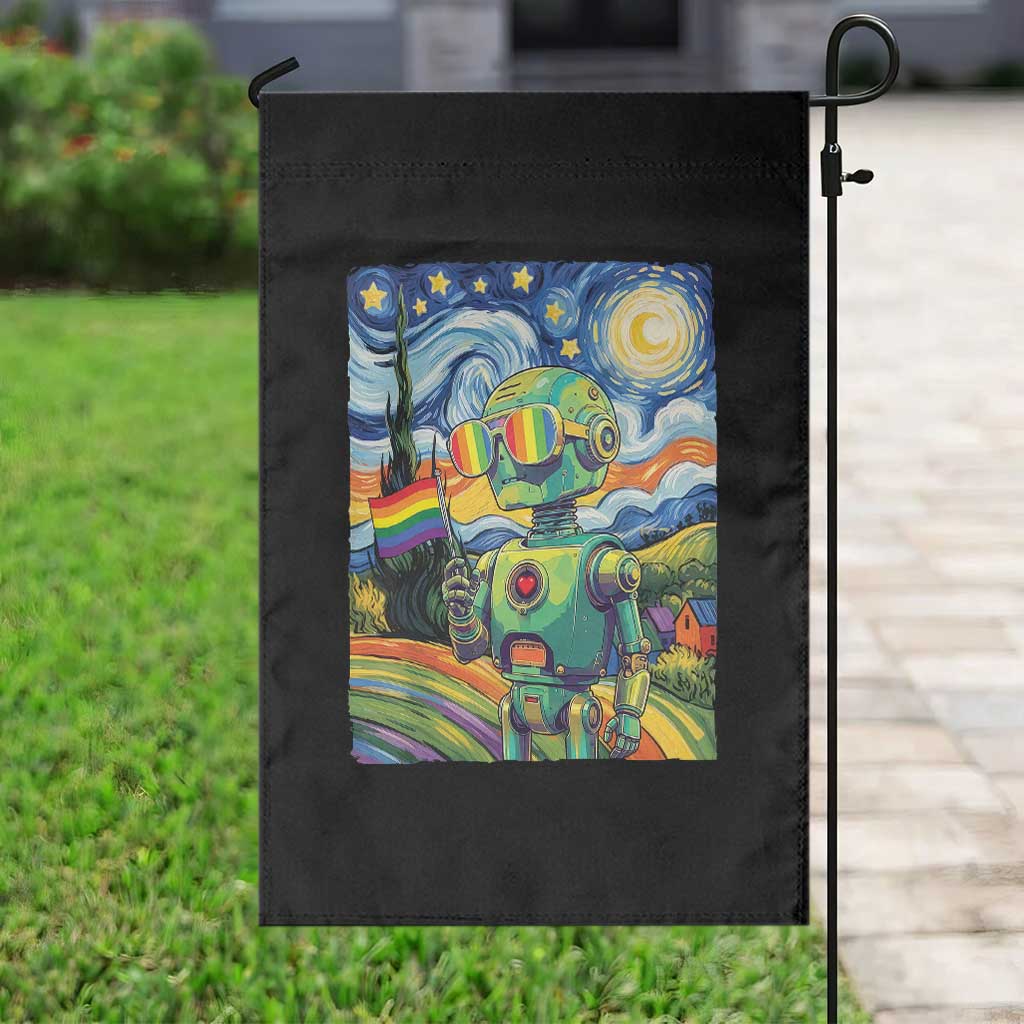 Funny Rainbow Starry Night Robot Pride Garden Flag LGBTQ Geeky Gift TS12 Print Your Wear