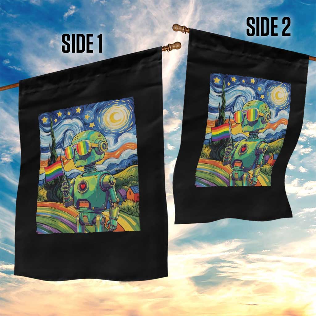 Funny Rainbow Starry Night Robot Pride Garden Flag LGBTQ Geeky Gift TS12 Print Your Wear