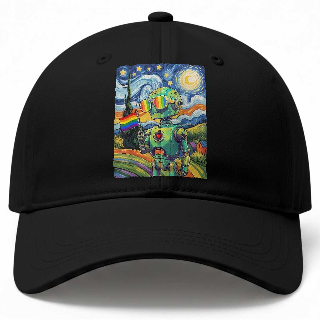 Funny Rainbow Starry Night Robot Pride Baseball Cap LGBTQ Geeky Gift TS12 Print Your Wear