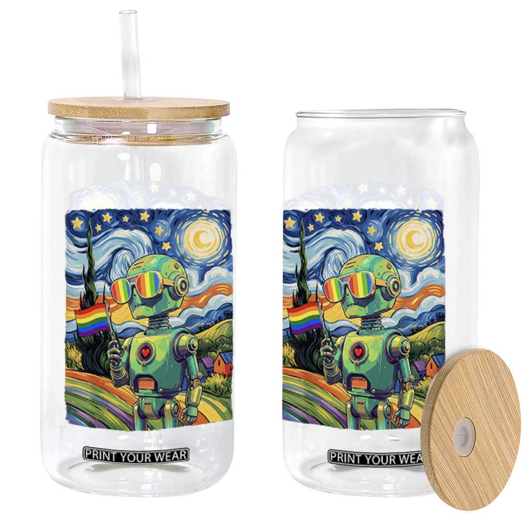 Funny Rainbow Starry Night Robot Pride Glass Can LGBTQ Geeky Gift TS12 Print Your Wear