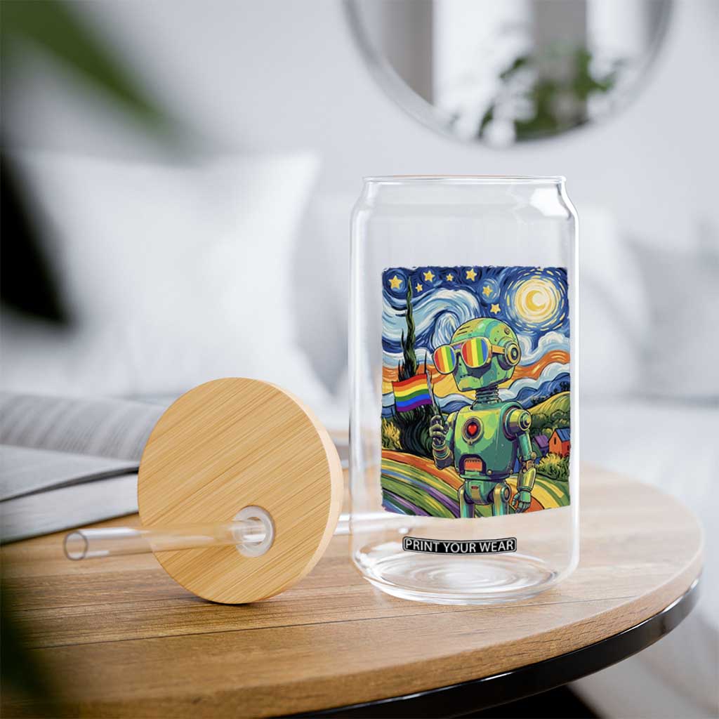 Funny Rainbow Starry Night Robot Pride Glass Can LGBTQ Geeky Gift TS12 Print Your Wear