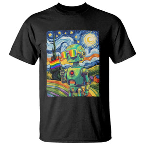 Funny Rainbow Starry Night Robot Pride T Shirt LGBTQ Geeky Gift TS12 Black Print Your Wear