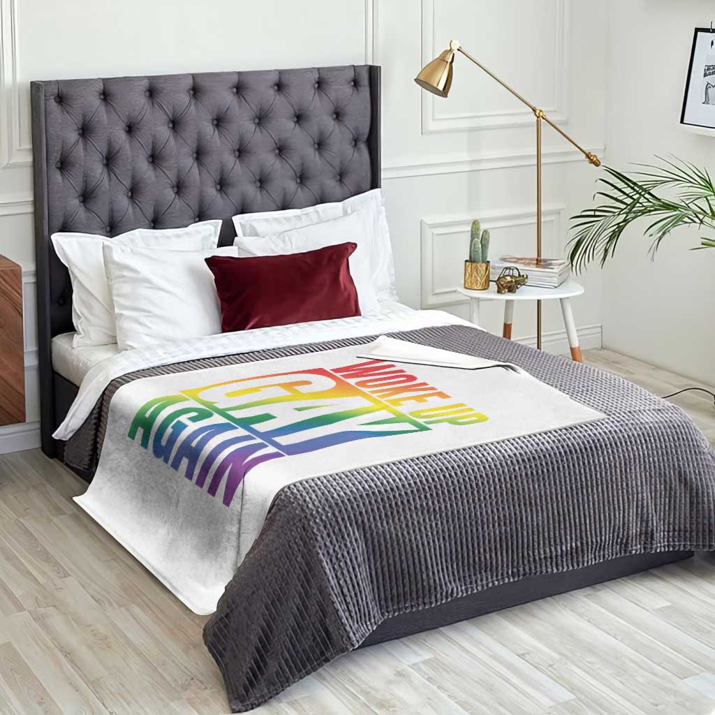 Funny LGBTQ Pride Month Throw Blanket Woke Up Gay Again TS12 Print Your Wear