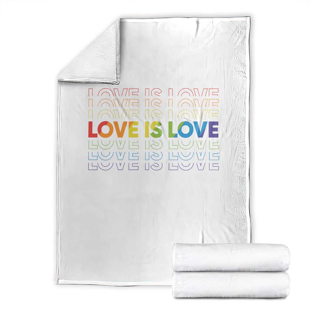 Love Is Love Rainbow Typography Throw Blanket LGBTQ Support Gift TS12 White Print Your Wear
