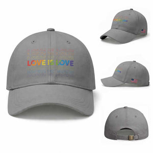 Love Is Love Rainbow Typography Baseball Cap LGBTQ Support Gift TS12 Baseball Cap Universal Fit Sport Gray Print Your Wear