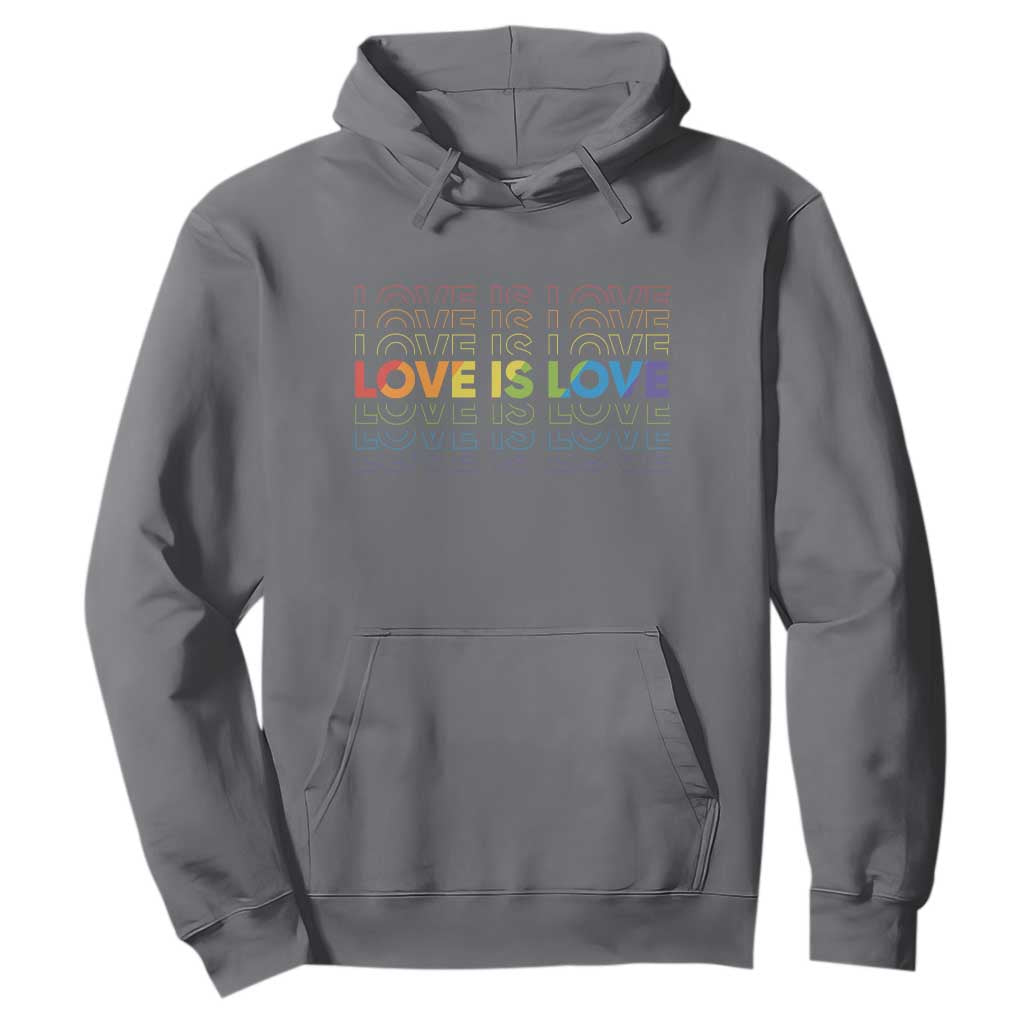 Love Is Love Rainbow Typography Hoodie LGBTQ Support Gift TS12 Charcoal Print Your Wear