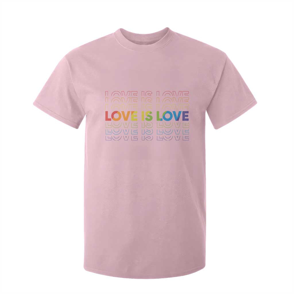 Love Is Love Rainbow Typography T Shirt For Kid LGBTQ Support Gift TS12 Light Pink Print Your Wear