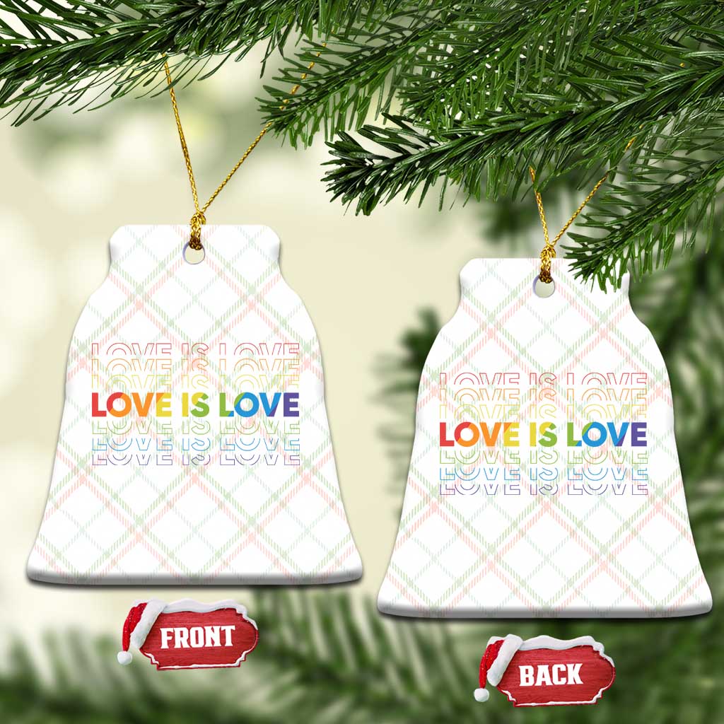 Love Is Love Rainbow Typography Ceramic Ornament LGBTQ Support Gift TS12 Print Your Wear