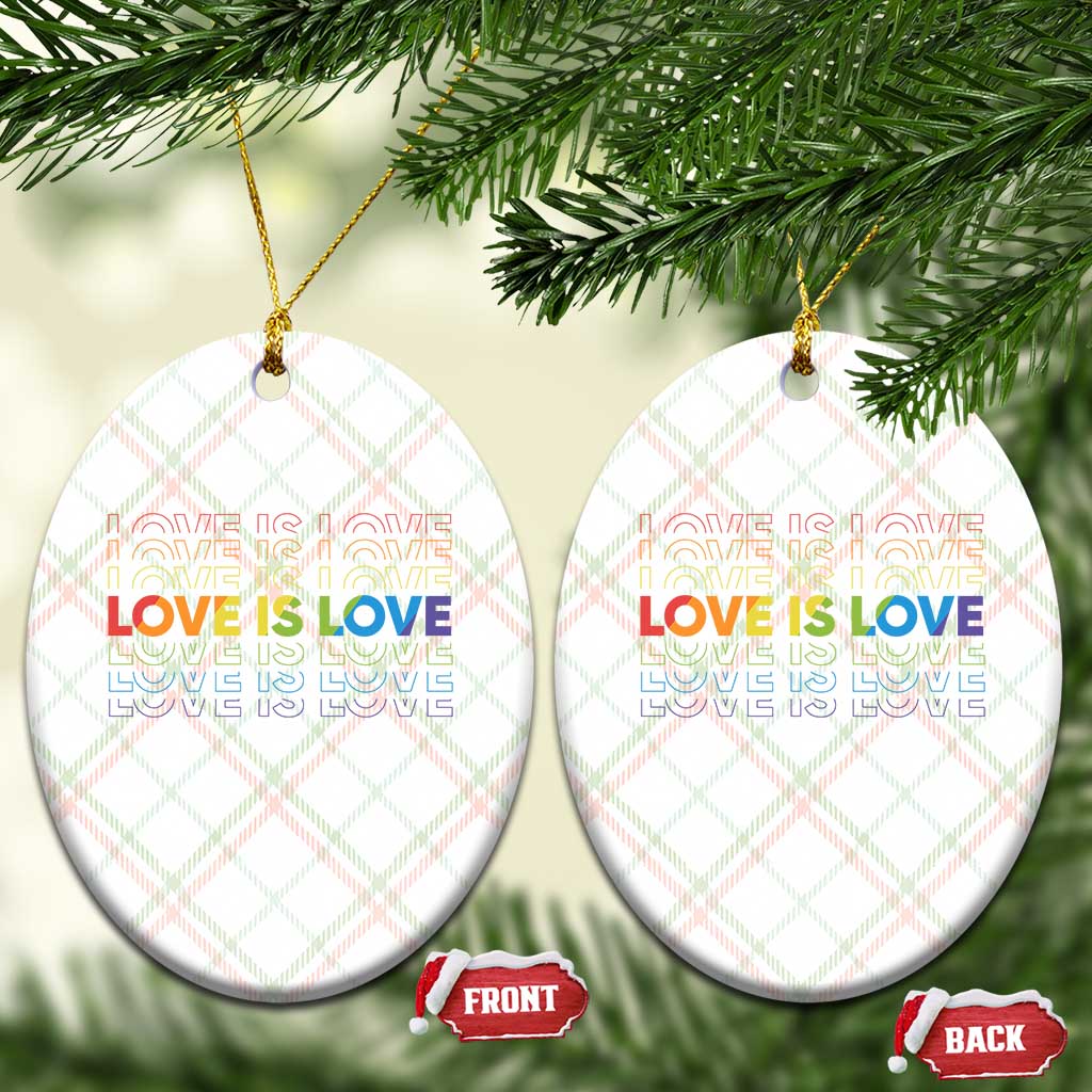 Love Is Love Rainbow Typography Ceramic Ornament LGBTQ Support Gift TS12 Print Your Wear