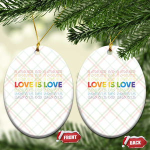Love Is Love Rainbow Typography Ceramic Ornament LGBTQ Support Gift TS12 Print Your Wear