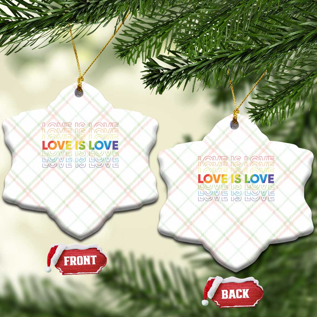Love Is Love Rainbow Typography Ceramic Ornament LGBTQ Support Gift TS12 Print Your Wear