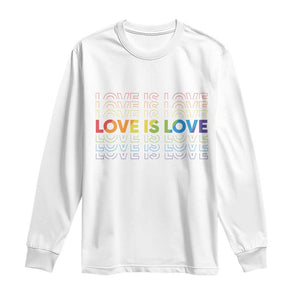 Love Is Love Rainbow Typography Long Sleeve Shirt LGBTQ Support Gift TS12 White Print Your Wear