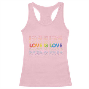 Love Is Love Rainbow Typography Racerback Tank Top LGBTQ Support Gift TS12 Light Pink Print Your Wear