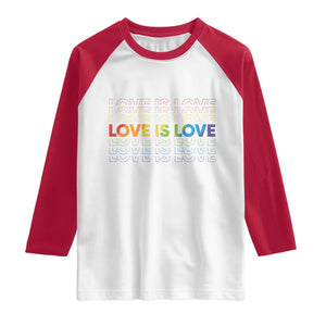 Love Is Love Rainbow Typography Raglan Shirt LGBTQ Support Gift TS12 White Red Print Your Wear