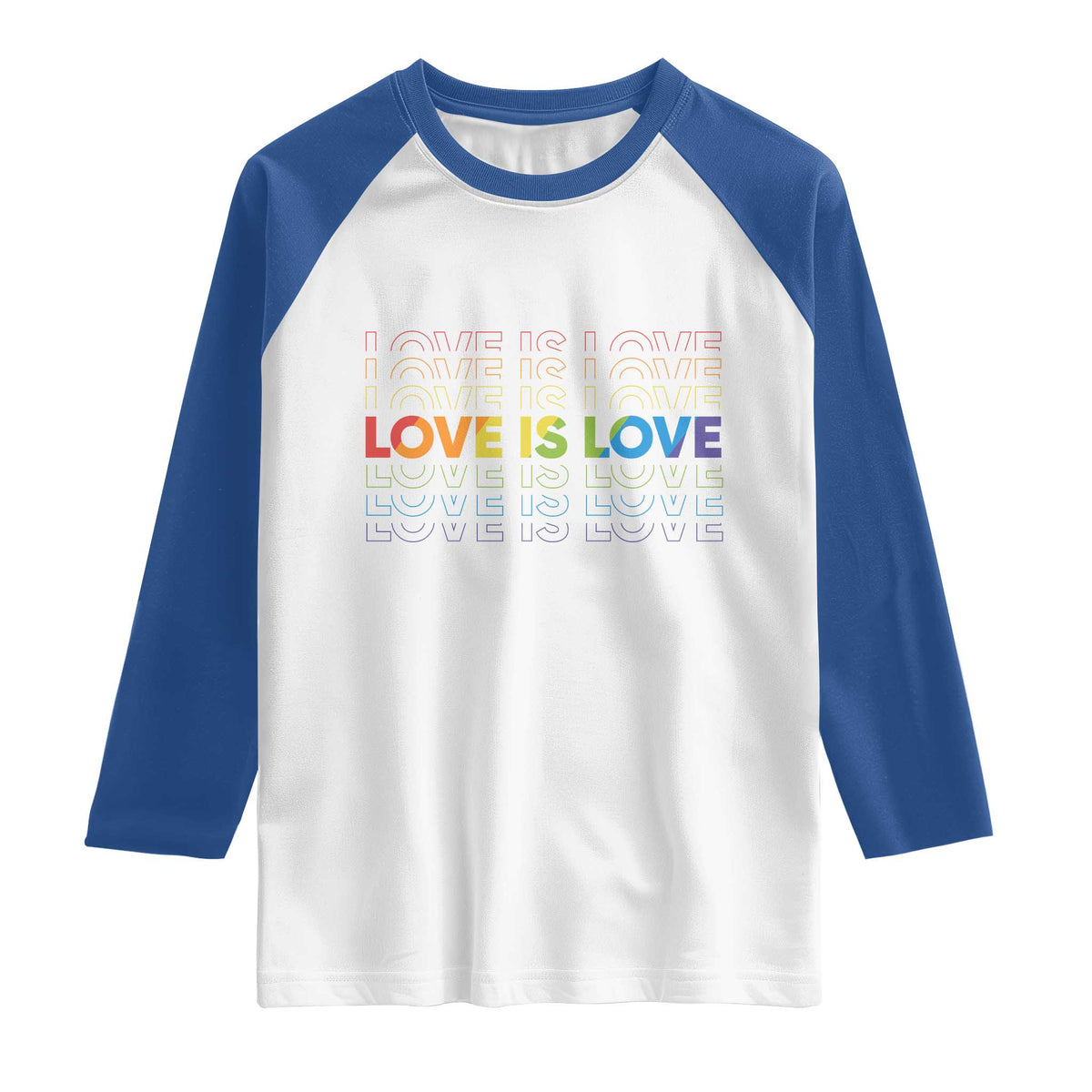 Love Is Love Rainbow Typography Raglan Shirt LGBTQ Support Gift TS12 White Royal Print Your Wear