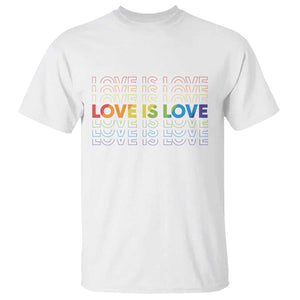 Love Is Love Rainbow Typography T Shirt LGBTQ Support Gift TS12 White Print Your Wear