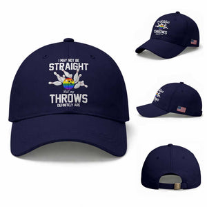 Funny LGBTQ Bowling Baseball Cap I May Not Be Straight But My Throws Are TS12 Baseball Cap Universal Fit Dark Blue Print Your Wear