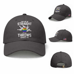 Funny LGBTQ Bowling Baseball Cap I May Not Be Straight But My Throws Are TS12 Baseball Cap Universal Fit Dark Gray Print Your Wear