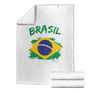 Vintage Brasil Flag Throw Blanket Brazilian Heritage Pride TS12 White Print Your Wear