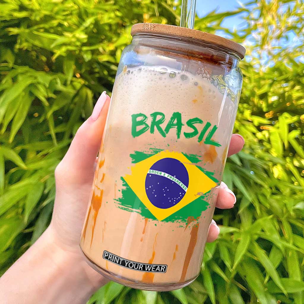 Vintage Brasil Flag Glass Can Brazilian Heritage Pride TS12 White Print Your Wear
