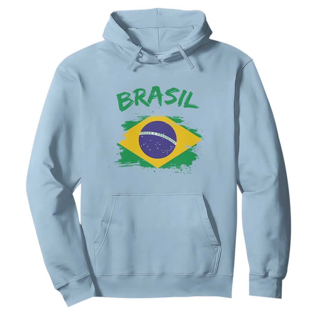 Vintage Brasil Flag Hoodie Brazilian Heritage Pride TS12 Light Blue Print Your Wear