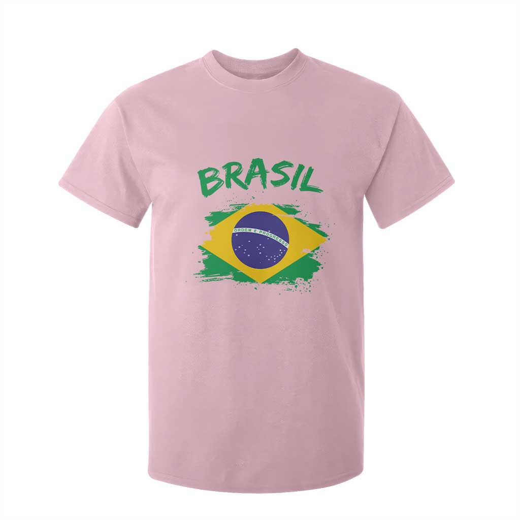 Vintage Brasil Flag T Shirt For Kid Brazilian Heritage Pride TS12 Light Pink Print Your Wear