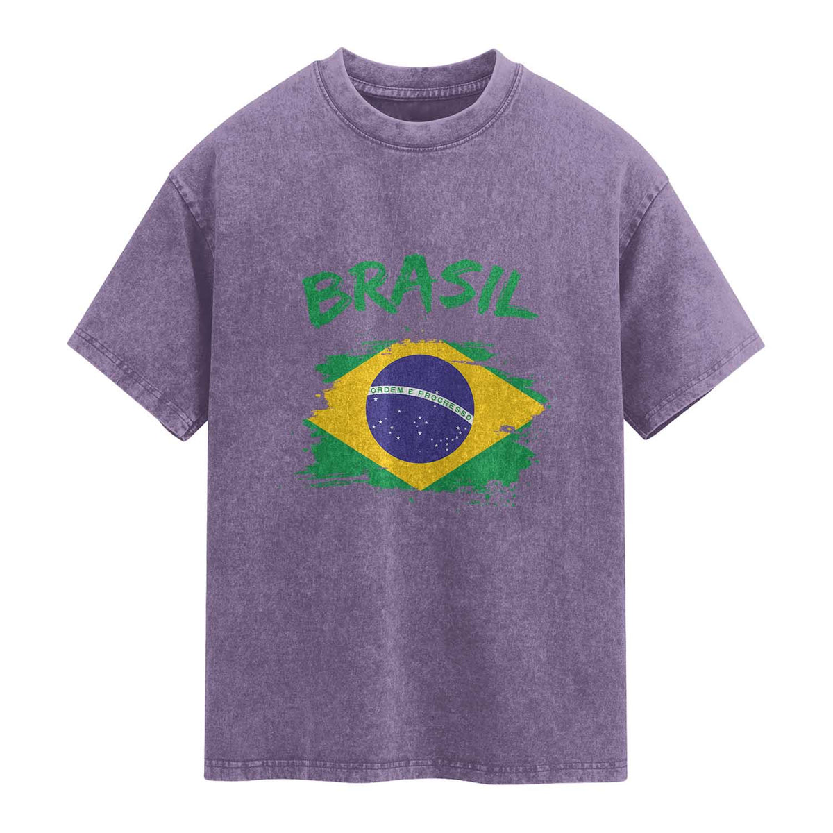 Vintage Brasil Flag Washed Cotton T-Shirt Brazilian Heritage Pride