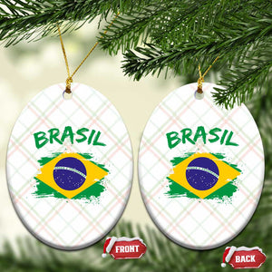 Vintage Brasil Flag Ceramic Ornament Brazilian Heritage Pride TS12 Print Your Wear