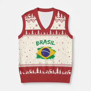 Vintage Brasil Flag V-Neck Knit Sweater Vest Brazilian Heritage Pride TS12 Beige Red Print Your Wear