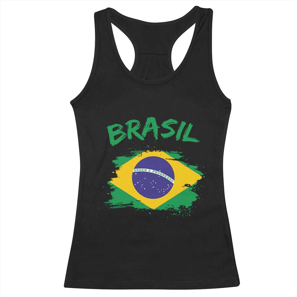 Vintage Brasil Flag Racerback Tank Top Brazilian Heritage Pride TS12 Black Print Your Wear