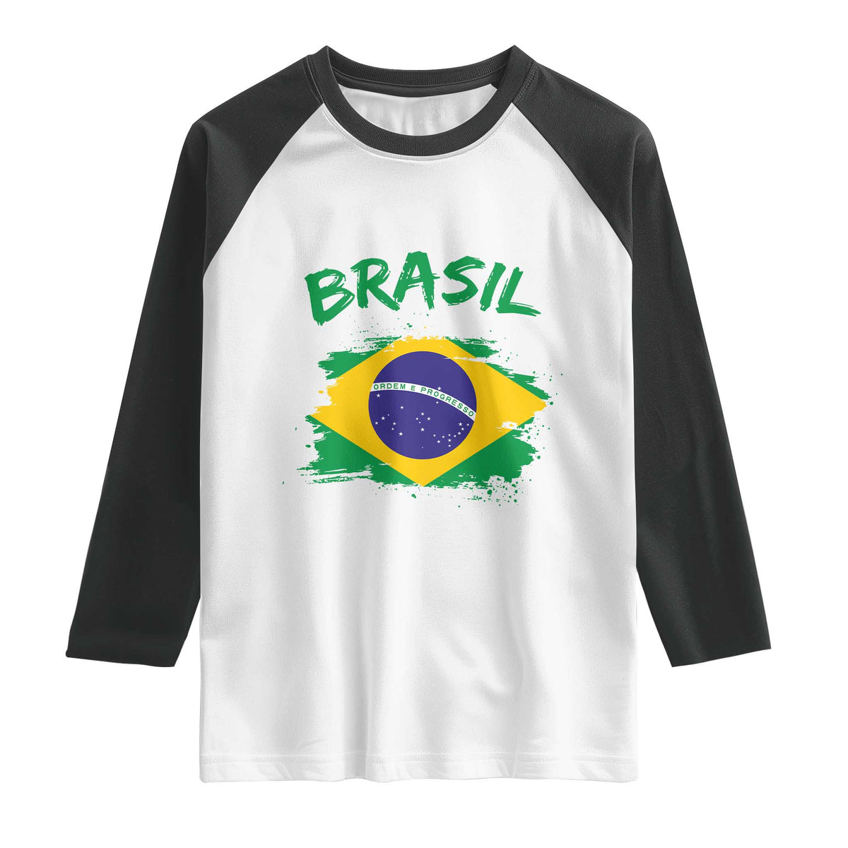 Vintage Brasil Flag Raglan Shirt Brazilian Heritage Pride TS12 White Black Print Your Wear