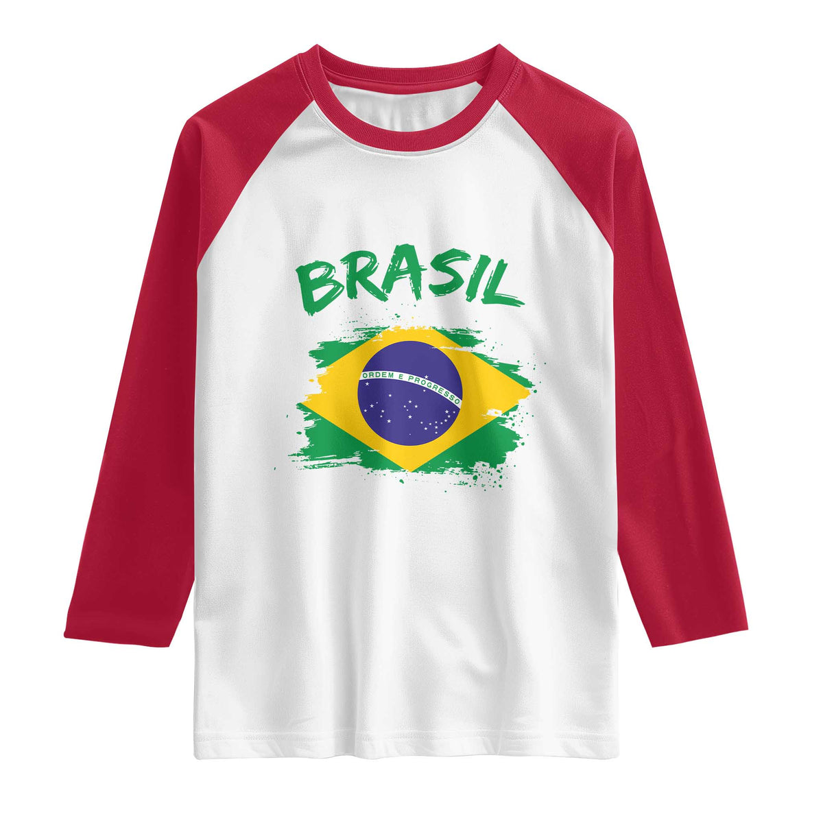 Vintage Brasil Flag Raglan Shirt Brazilian Heritage Pride TS12 White Red Print Your Wear