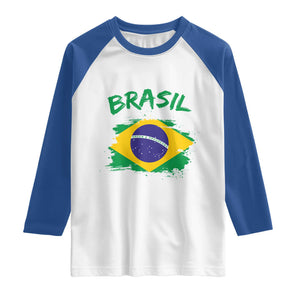 Vintage Brasil Flag Raglan Shirt Brazilian Heritage Pride TS12 White Royal Print Your Wear