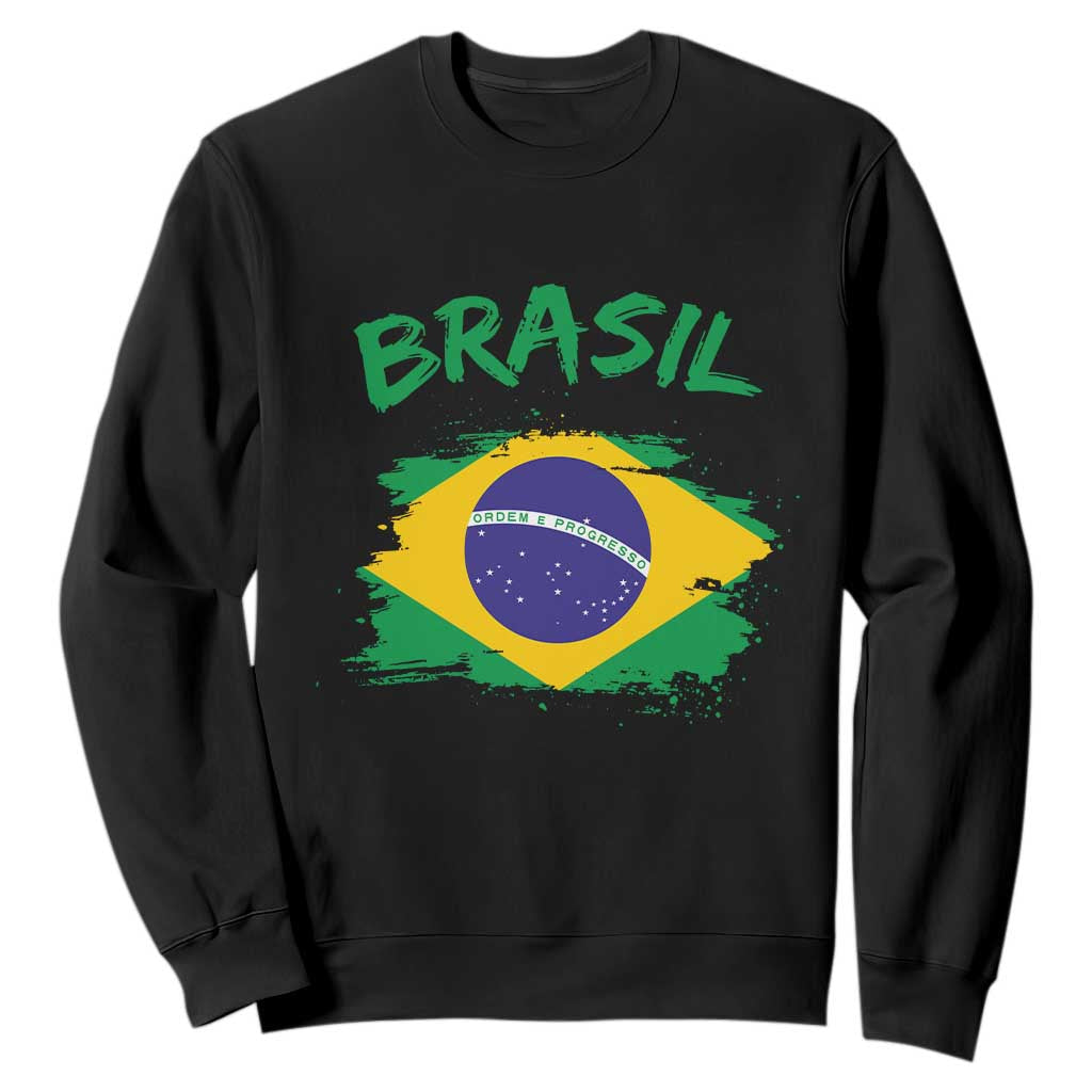 Vintage Brasil Flag Sweatshirt Brazilian Heritage Pride TS12 Black Print Your Wear