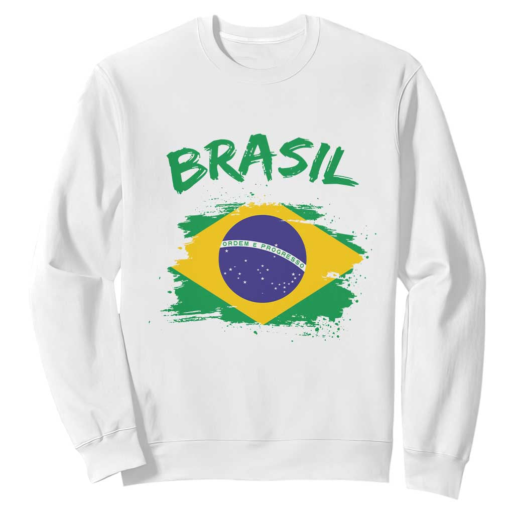 Vintage Brasil Flag Sweatshirt Brazilian Heritage Pride TS12 White Print Your Wear