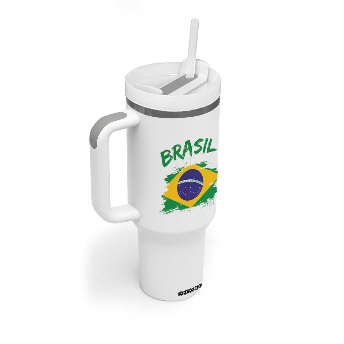 Vintage Brasil Flag Tumbler With Handle Brazilian Heritage Pride TS12 Print Your Wear