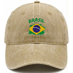 Vintage Brasil Flag Washed Cotton Baseball Cap Brazilian Heritage Pride TS12 Print Your Wear