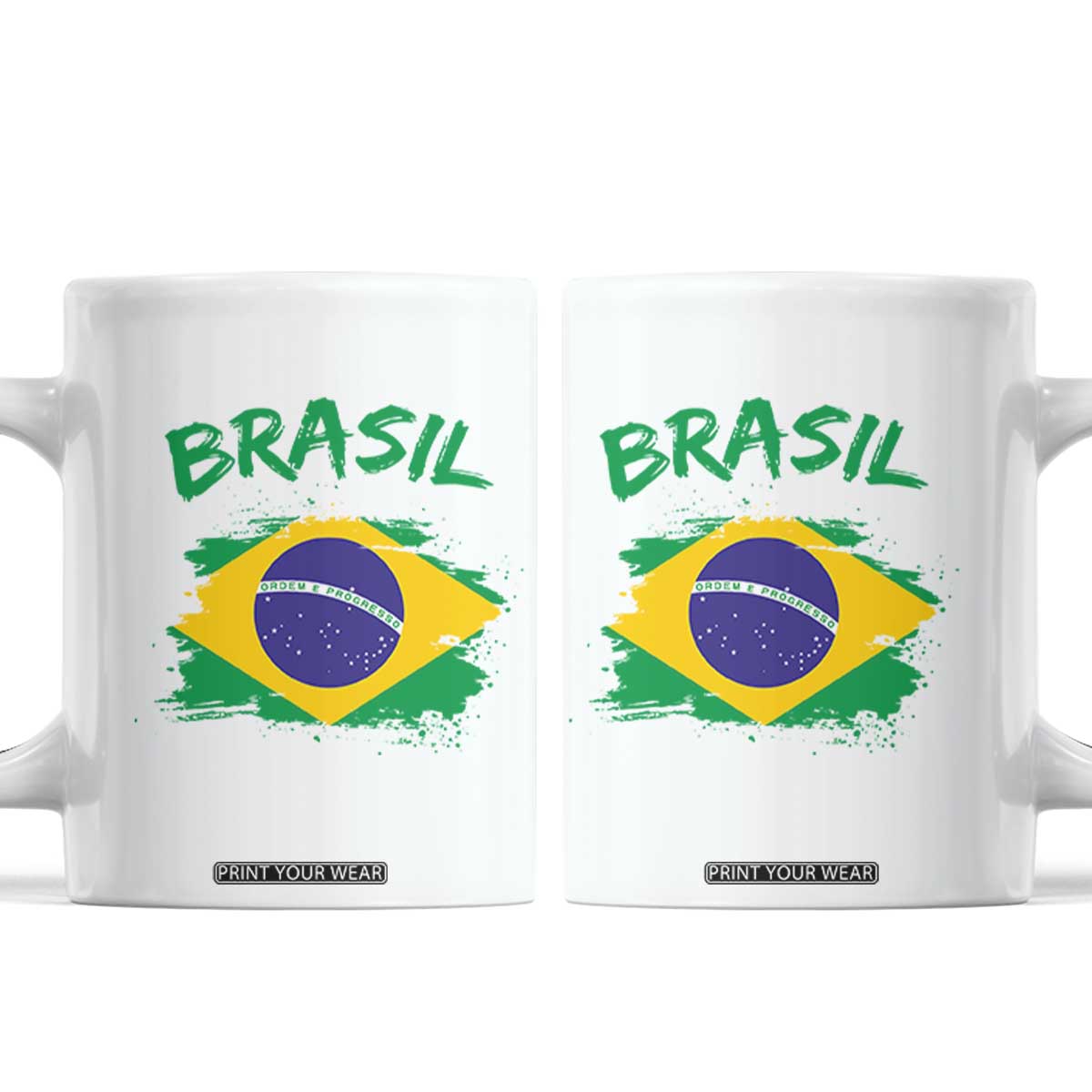 Vintage Brasil Flag Coffee Mug Brazilian Heritage Pride TS12 White Print Your Wear