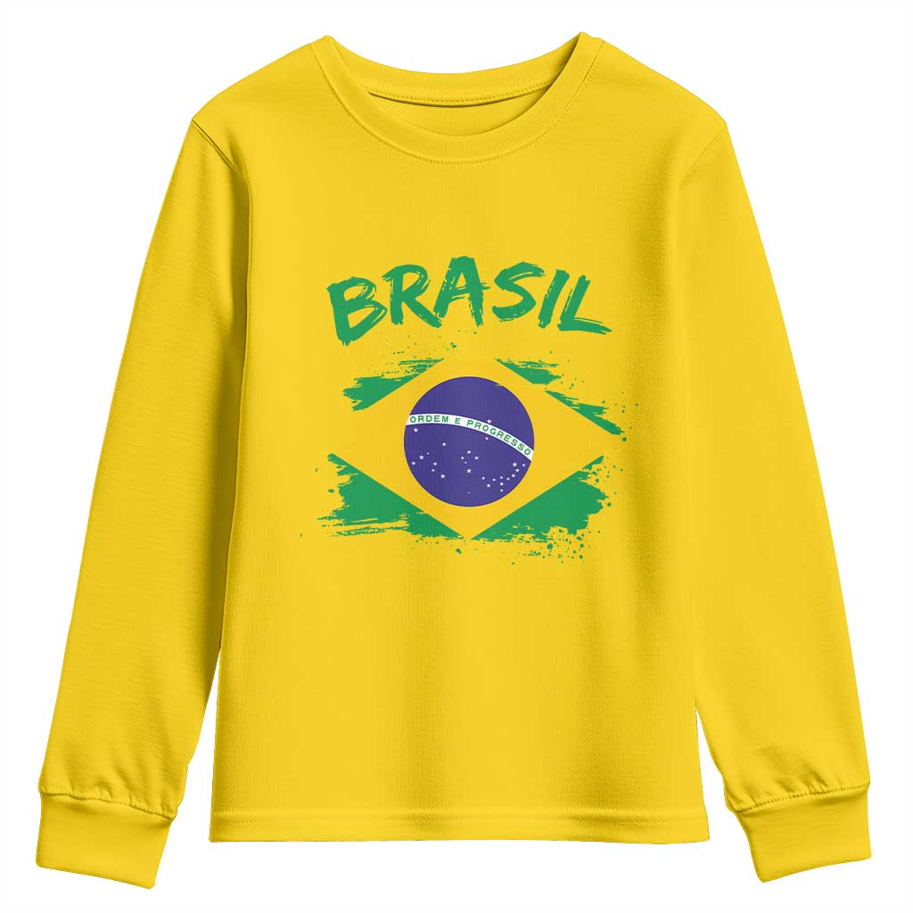 Vintage Brasil Flag Youth Sweatshirt Brazilian Heritage Pride TS12 Daisy Print Your Wear