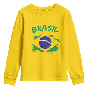 Vintage Brasil Flag Youth Sweatshirt Brazilian Heritage Pride TS12 Daisy Print Your Wear