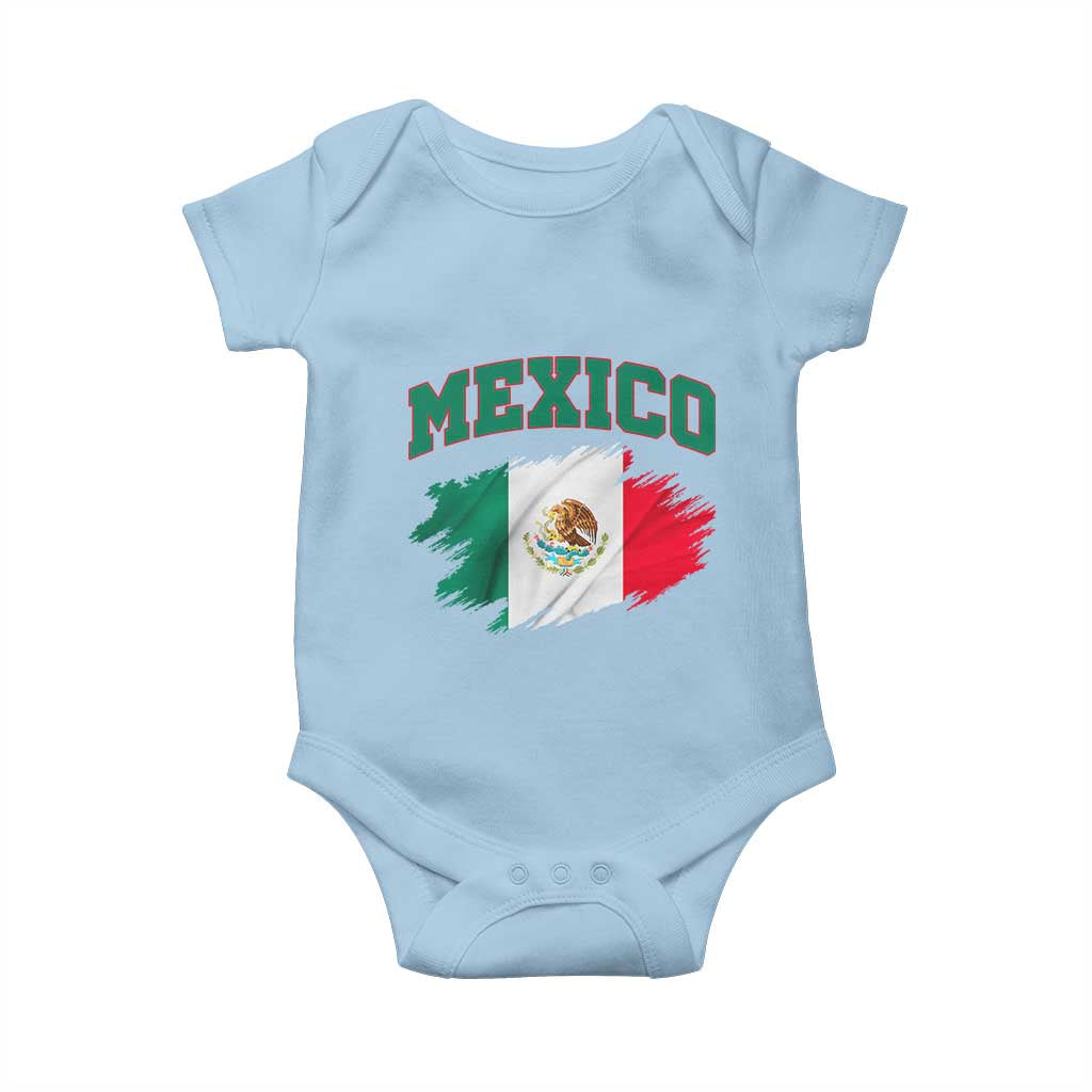 Retro Vintage Mexico Flag Baby Onesie Mexican Pride Gift TS12 Light Blue Print Your Wear