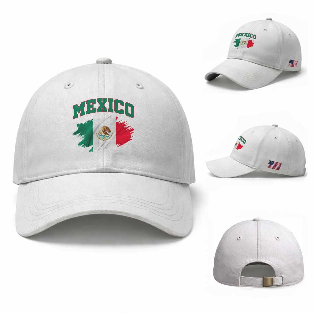 Retro Vintage Mexico Flag Baseball Cap Mexican Pride Gift TS12 Baseball Cap Universal Fit White Print Your Wear
