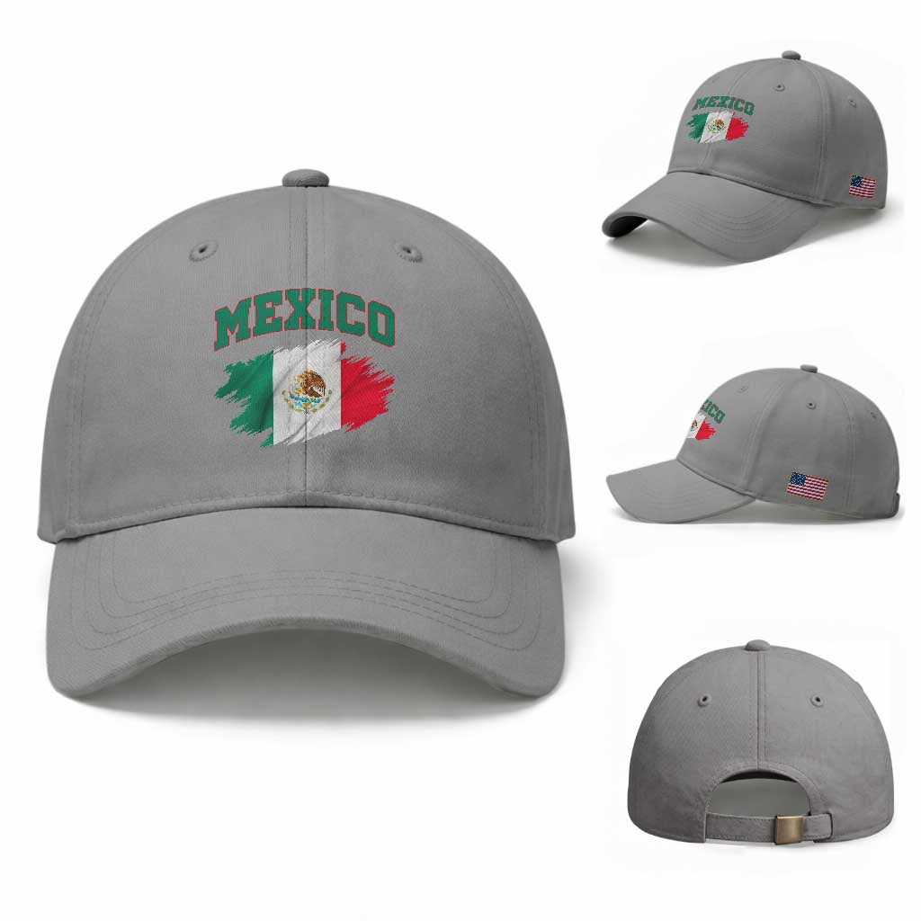 Retro Vintage Mexico Flag Baseball Cap Mexican Pride Gift TS12 Baseball Cap Universal Fit Sport Gray Print Your Wear