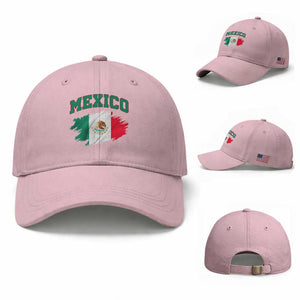 Retro Vintage Mexico Flag Baseball Cap Mexican Pride Gift TS12 Baseball Cap Universal Fit Light Pink Print Your Wear