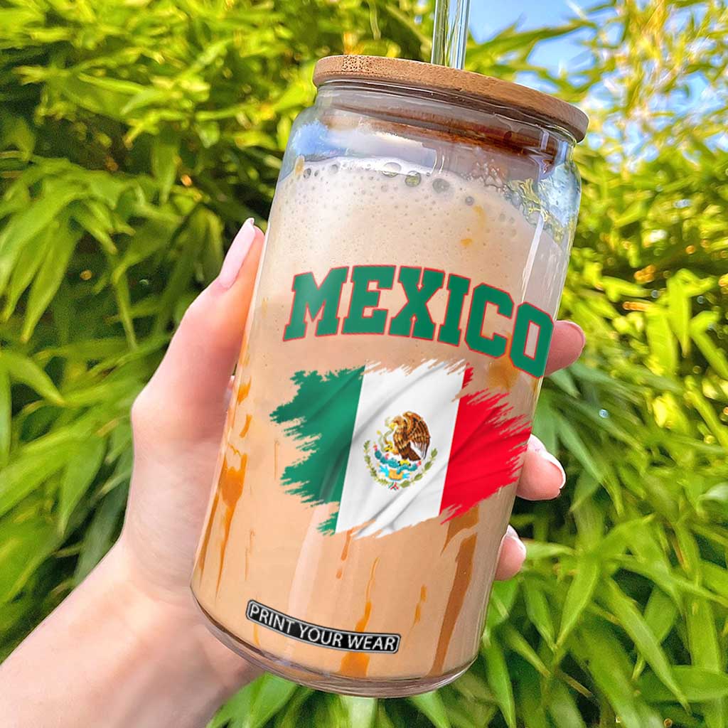 Retro Vintage Mexico Flag Glass Can Mexican Pride Gift TS12 White Print Your Wear