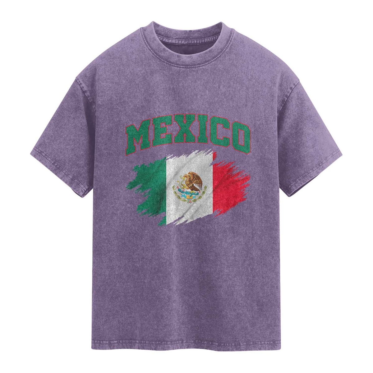 Retro Vintage Mexico Flag Washed Cotton T-Shirt Mexican Pride Gift