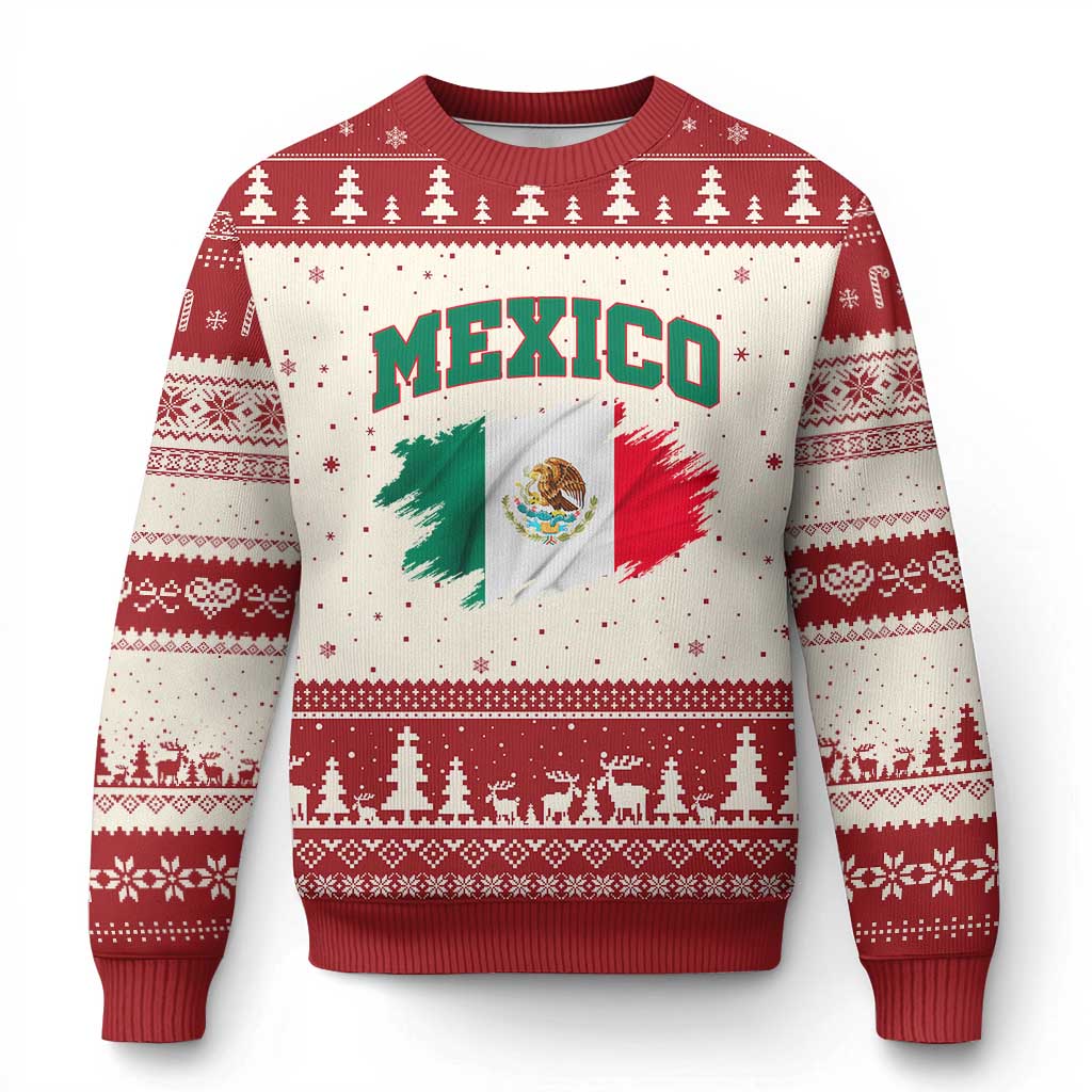 Retro Vintage Mexico Flag Ugly Christmas Sweater Mexican Pride Gift TS12 Beige Red Print Your Wear